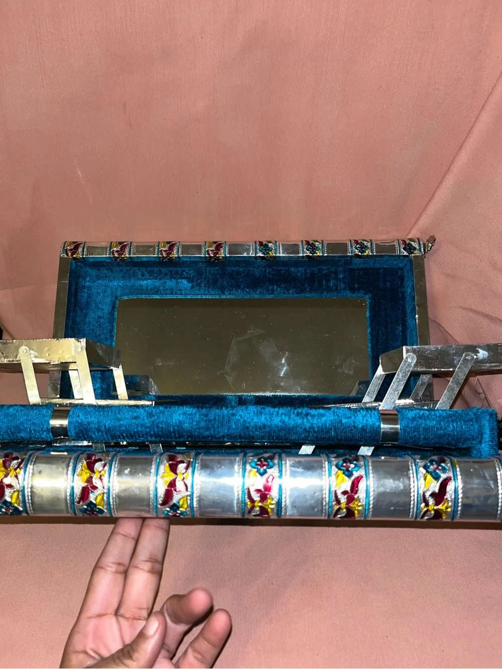 Handpainted Peacock Decorative Metal Box - Multicolor
